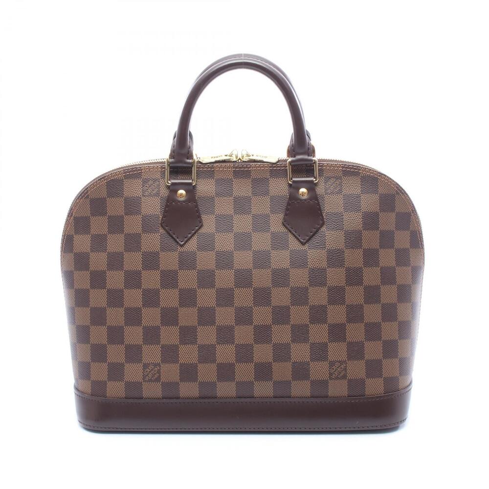 Louis Vuitton Alma Top Handle Bag Canvas Leather Damier Brown